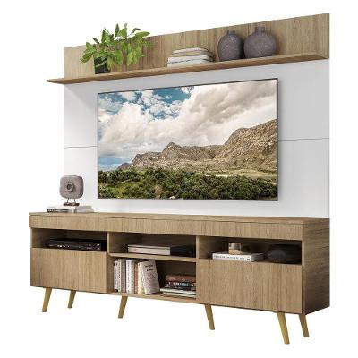 Rack Retrô Com Painel Tv 65" Madri Multimóveis V3371 Rustic/Branco/Natural Rustic/Branco/Natural