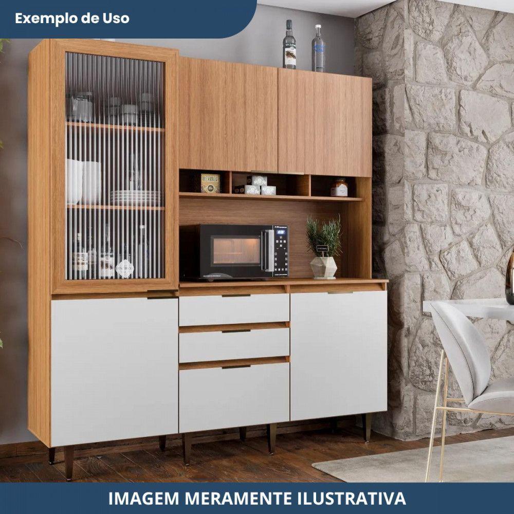 Armário De Cozinha Batrol Superiore 5 Portas 3 Gavetas Freijo Com Off White - 5