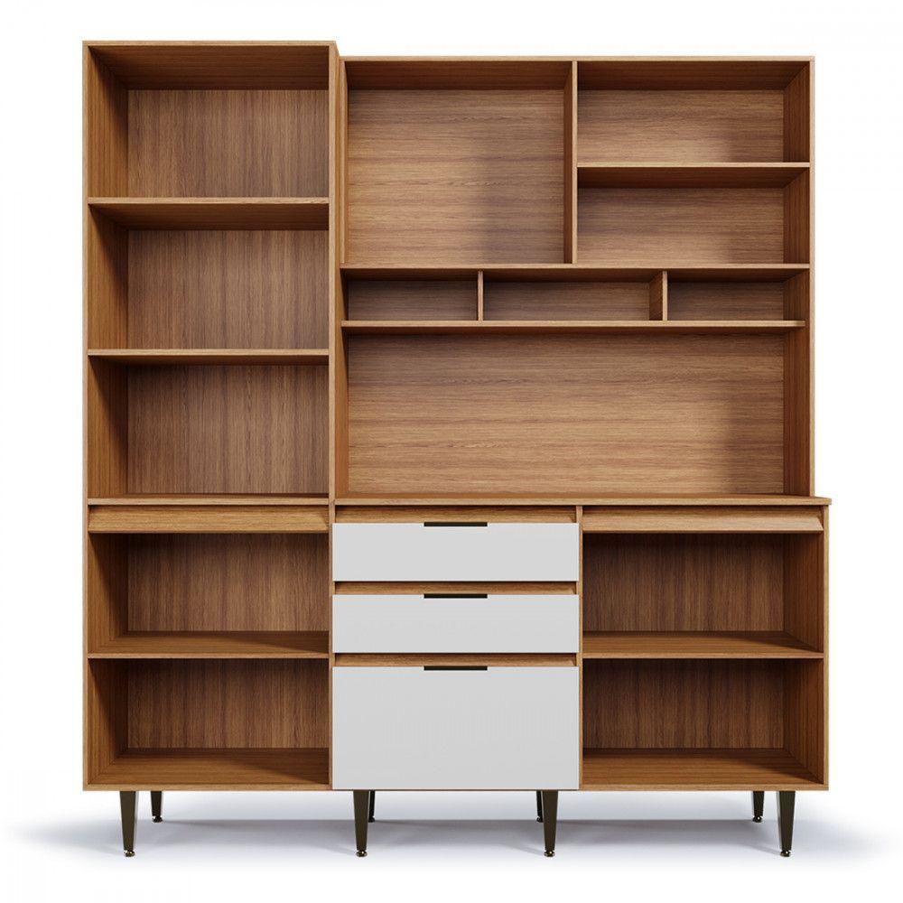 Armário De Cozinha Batrol Superiore 5 Portas 3 Gavetas Freijo Com Off White - 6