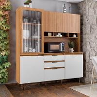 Armário De Cozinha Batrol Superiore 5 Portas 3 Gavetas Freijo Com Off White - 2