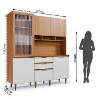 Armário De Cozinha Batrol Superiore 5 Portas 3 Gavetas Freijo Com Off White