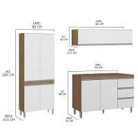 Armário Cozinha Modulada Sabrina 200x202cm 3 Pçs Menu Móveis Branco - 3