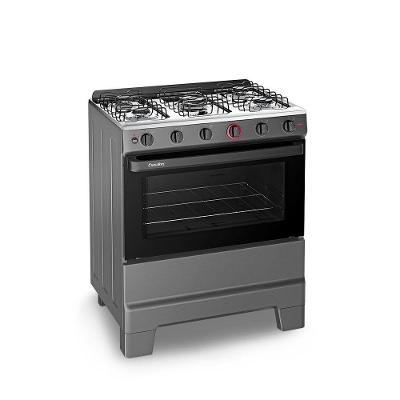 Fogão A Gás Mesa Inox Super Chama Limpa Fácil E Acendimento Automático Ideal Super F5IAT Titanium 5 Bocas Bivolt