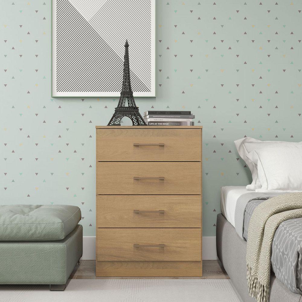 Armário Multiuso Com 4 Gavetas 55x93cm 2007 Mdp Menu Móveis Carvalho - 2