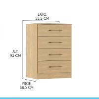 Armário Multiuso Com 4 Gavetas 55x93cm 2007 Mdp Menu Móveis Carvalho - 3