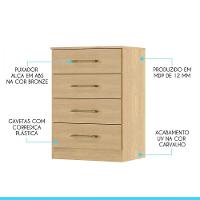 Armário Multiuso Com 4 Gavetas 55x93cm 2007 Mdp Menu Móveis Carvalho