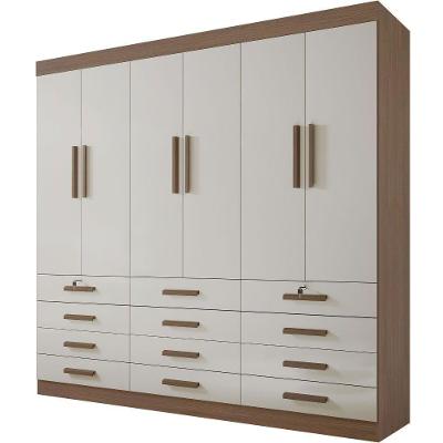 Guarda Roupa Mônaco Plus Castanho Off White 6 Portas 12 Gavetas D?doro