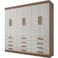 Guarda Roupa Mônaco Plus Castanho Off White 6 Portas 12 Gavetas D?doro - 1