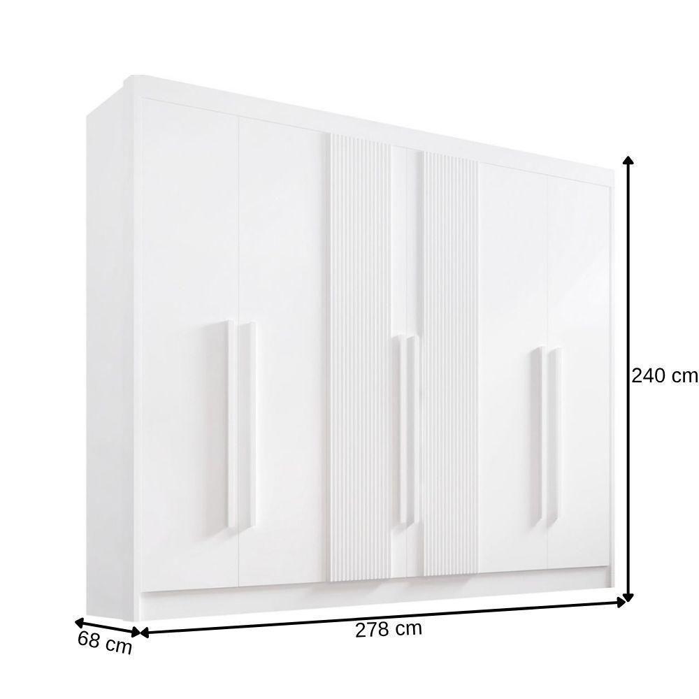 Guarda Roupa Athos Ripado Branco 6 Portas 7 Gavetas D?doro - 3