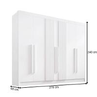 Guarda Roupa Athos Ripado Branco 6 Portas 7 Gavetas D?doro - 3