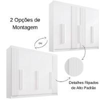Guarda Roupa Athos Ripado Branco 6 Portas 7 Gavetas D?doro