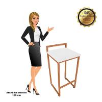 Conjunto 02 Banqueta Alta Industrial Pietra Suede Base Cobre DRossi Branco - 7