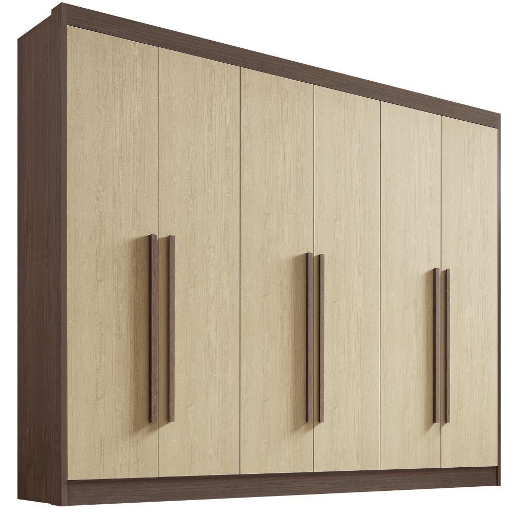 Guarda Roupa Athos Castanho Linho 6 Portas 7 Gavetas D?doro - 1