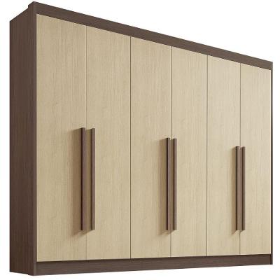 Guarda Roupa Athos Castanho Linho 6 Portas 7 Gavetas D?doro