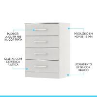 Cômoda Pequena Para Quarto 55x93cm Mdp Branco Menu Móveis Branco - 4