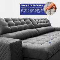 Sofá Retrátil E Reclinável 2,30m Molas Ensacadas Max Spring. Velusoft Cama Inbox Cinza - 6