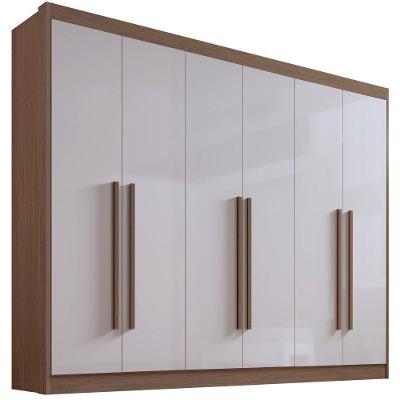 Guarda Roupa Athos Castanho Off White 6 Portas 7 Gavetas D?doro