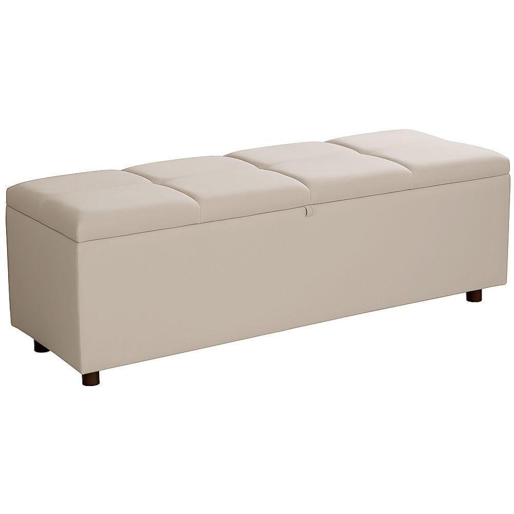 Baú Recamier Espanha Veludo Marfim 140 Cm - 1