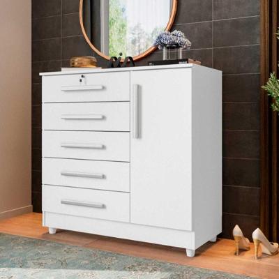 Cômoda Para Quarto Vitória Elegance 1 Porta 5 Gavetas - Branco Branco