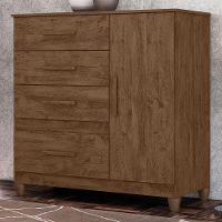 Comoda Venus 4 Gavetas 1 Porta Com Pes 98 Cm Castanho Wood Flex Moval - 2