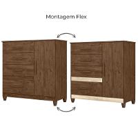 Comoda Venus 4 Gavetas 1 Porta Com Pes 98 Cm Castanho Wood Flex Moval