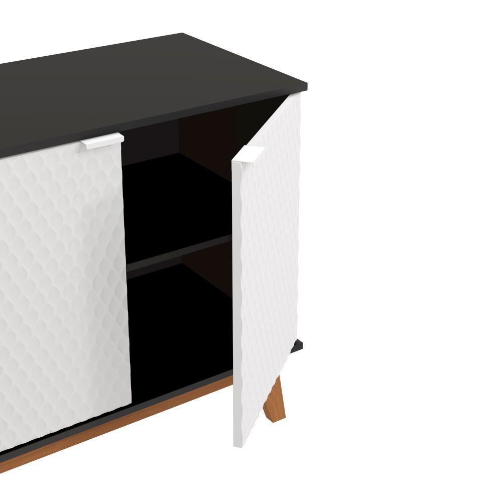 Aparador Kappesberg 4 Portas 3d Preto Fosco-branco 180cm - 5