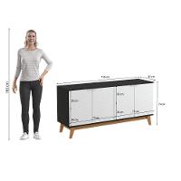 Aparador Kappesberg 4 Portas 3d Preto Fosco-branco 180cm