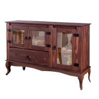 Aparador 3 Portas Vidro Madeira Maciça Rústico Imbuia D125 Shop Jm Imbuia - 2