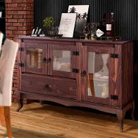 Aparador 3 Portas Vidro Madeira Maciça Rústico Imbuia D125 Shop Jm Imbuia - 5