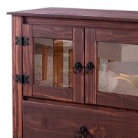 Aparador 3 Portas Vidro Madeira Maciça Rústico Imbuia D125 Shop Jm Imbuia - 6