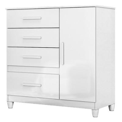 Comoda Venus 4 Gavetas 1 Porta Com Pes 98 Cm Branco Flex Moval Branco Flex