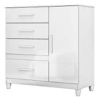 Comoda Venus 4 Gavetas 1 Porta Com Pes 98 Cm Branco Flex Moval Branco Flex - 1