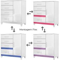 Comoda Venus 4 Gavetas 1 Porta Com Pes 98 Cm Branco Flex Moval Branco Flex