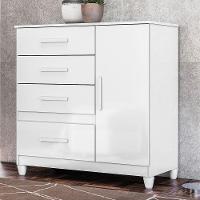 Comoda Venus 4 Gavetas 1 Porta Com Pes 98 Cm Branco Flex Moval Branco Flex - 7