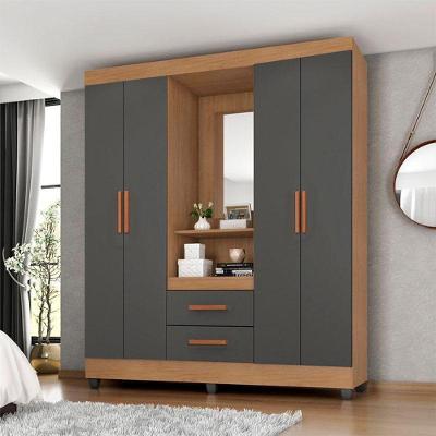 Guarda Roupa Casal Capela Ambiente Lite 4 Portas 2 Gavetas Nature- Cinza