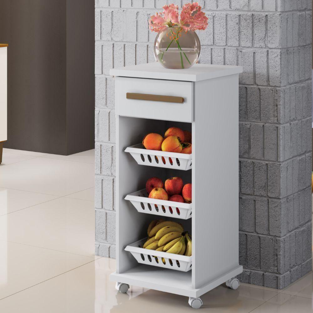 Fruteira Curitiba 1 Gaveta Branco Arte Móveis - 2