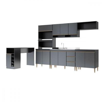 Armário De Cozinha Modulada Torre Quente Sabrina Menu Móveis Preto