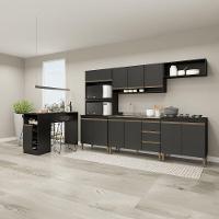 Armário De Cozinha Modulada Torre Quente Sabrina Menu Móveis Preto - 2