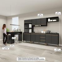 Armário De Cozinha Modulada Torre Quente Sabrina Menu Móveis Preto - 3