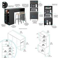 Armário De Cozinha Modulada Torre Quente Sabrina Menu Móveis Preto - 5