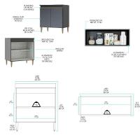 Armário De Cozinha Modulada Torre Quente Sabrina Menu Móveis Preto - 6