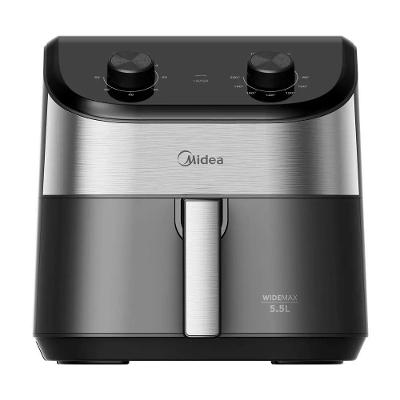 Fritadeira Elétrica Air Fryer Midea Widemax 5,5L 1900W Preto e Inox com Timer 110V