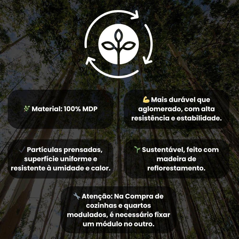 Armário De Cozinha Modulada Com Bancada Ilha 5pç Menu Móveis Preto - 8