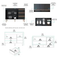 Armário De Cozinha Modulada Com Bancada Ilha 5pç Menu Móveis Preto - 5