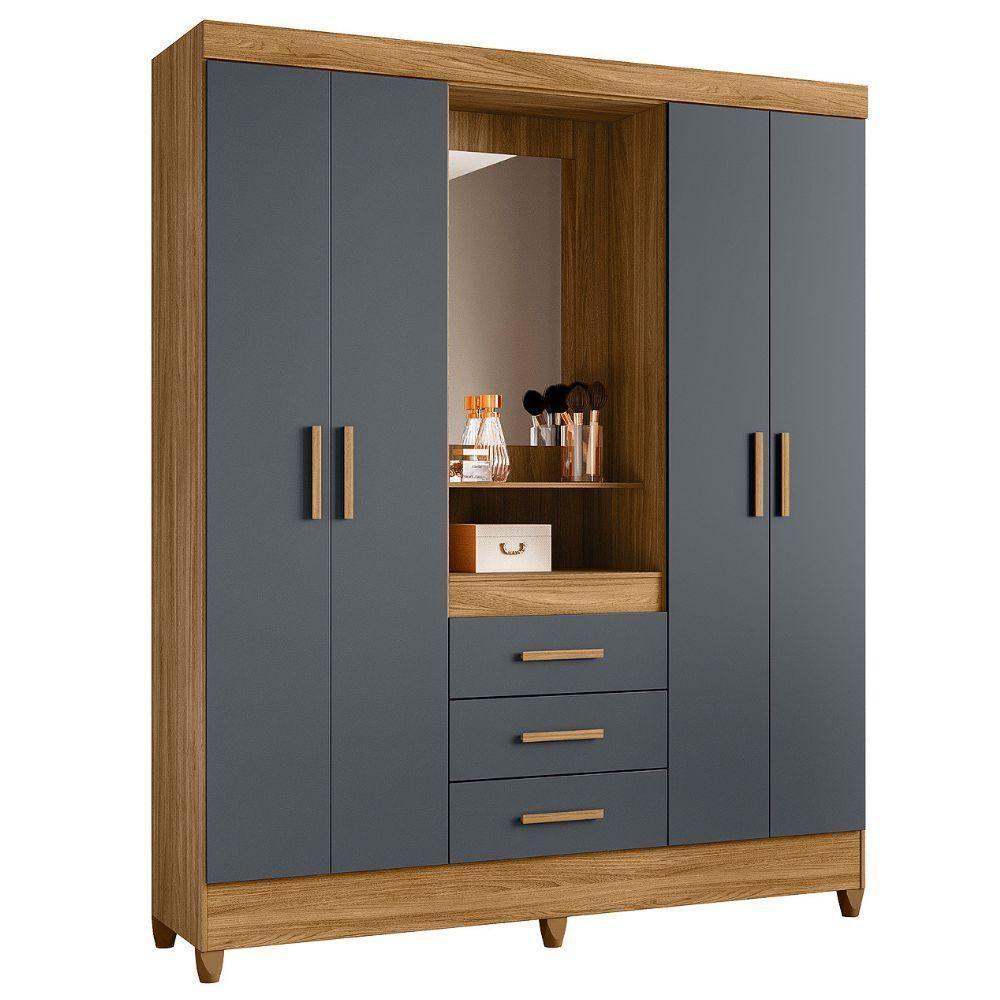 Guarda Roupa Casal Capela 4p 165 Cm Capri Freijo Cinza Moval - 1