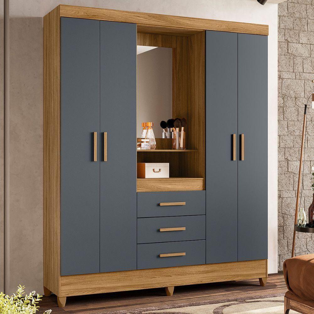 Guarda Roupa Casal Capela 4p 165 Cm Capri Freijo Cinza Moval - 2