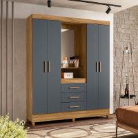 Guarda Roupa Casal Capela 4p 165 Cm Capri Freijo Cinza Moval - 7