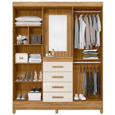 Guarda Roupa Casal Atenas 4 Portas Bater Freijo Off White MDP Moval Móveis
