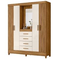 Guarda Roupa Casal Capela 4p 165 Cm Atenas Freijo Off White Moval - 1