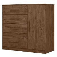 Comoda Venus 4 Gavetas 1 Porta 98 Cm Castanho Wood Flex Moval - 1